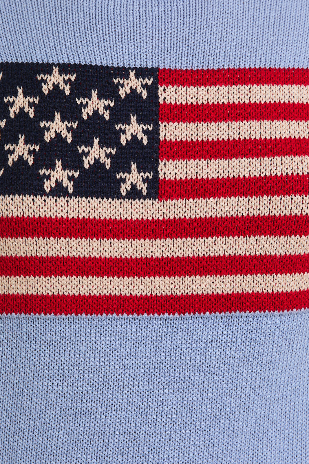 American Flag Crew Neck Sweater in Baby Blue