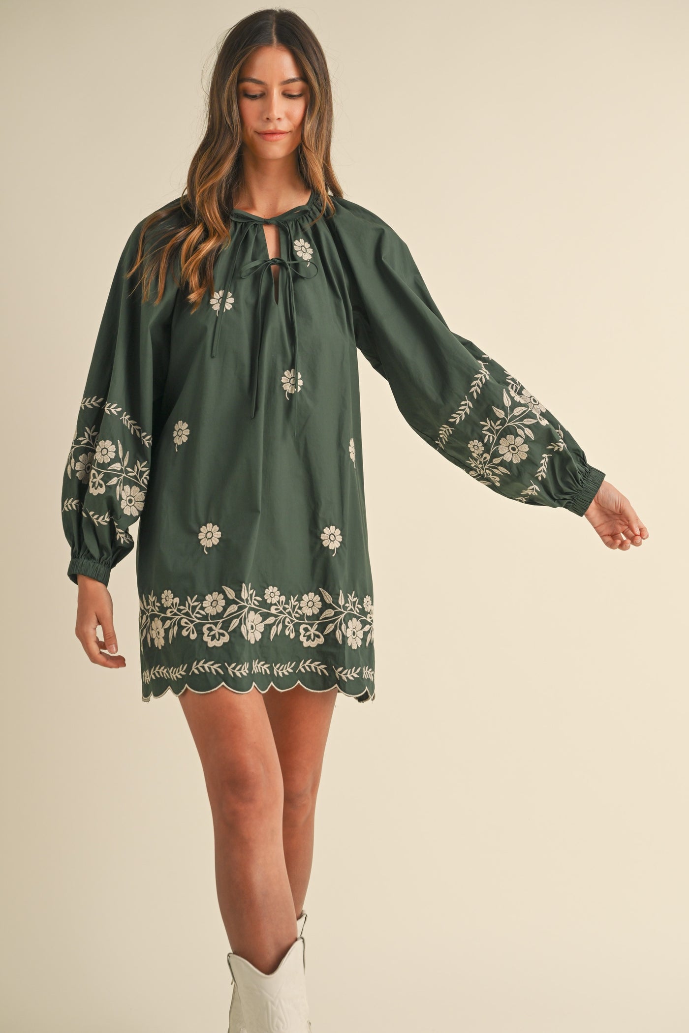 Belle Mini Dress in Hunter Green