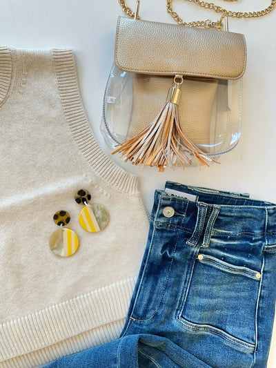 Mozart Sleeveless Sweater in Light Oatmeal