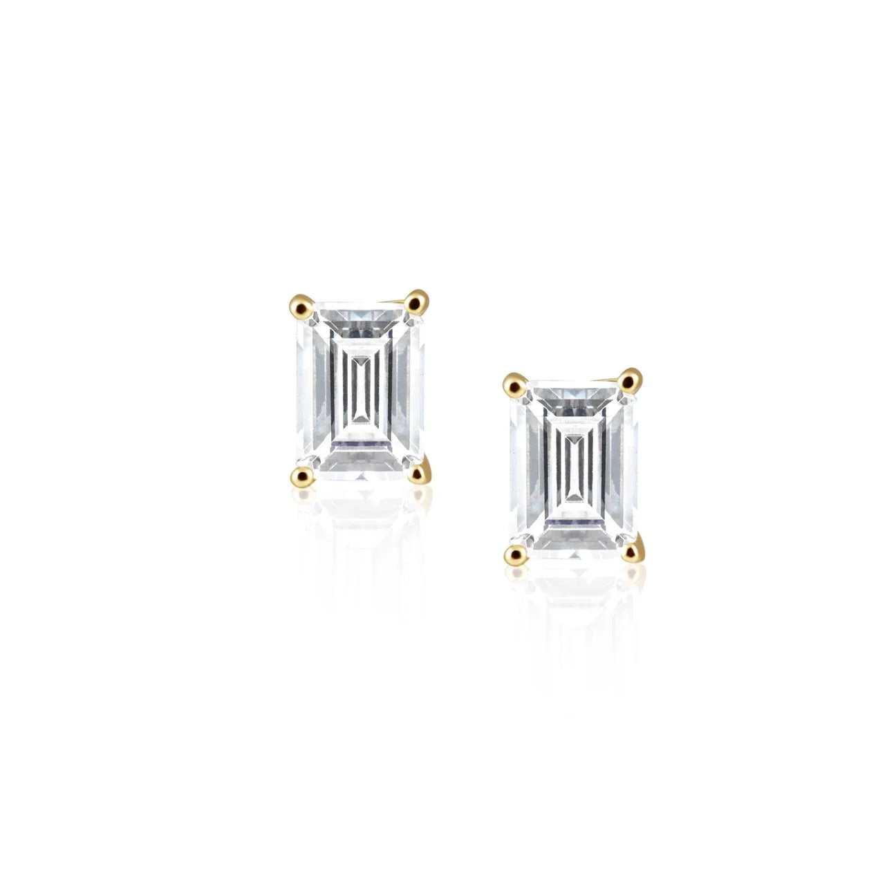 Katie Emerald Cut Studs in Gold