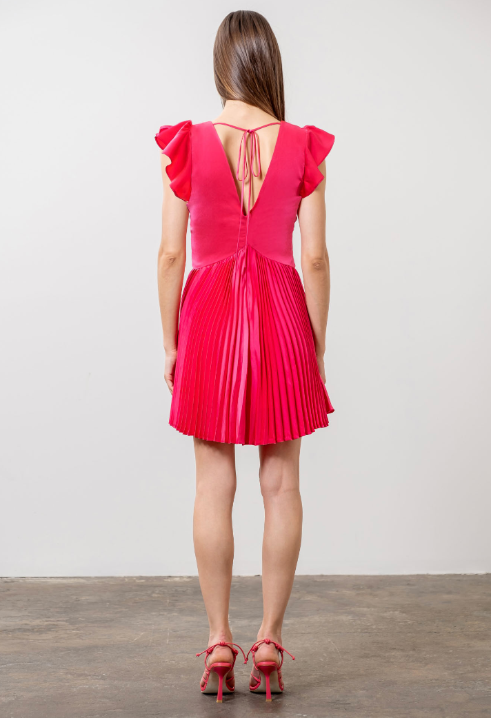 Pleated Mini Dress in Pink