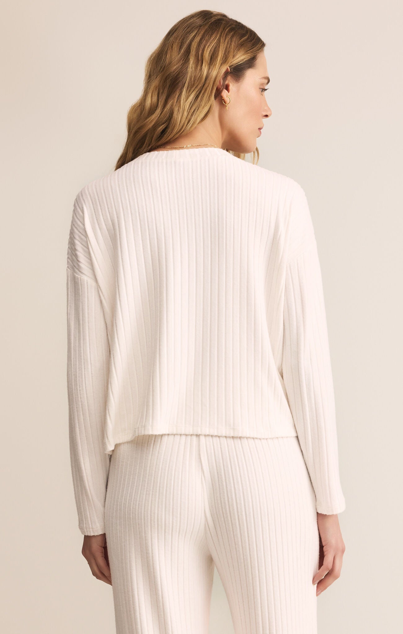 Mara Ribbed Cardigan in Vanilla Ice