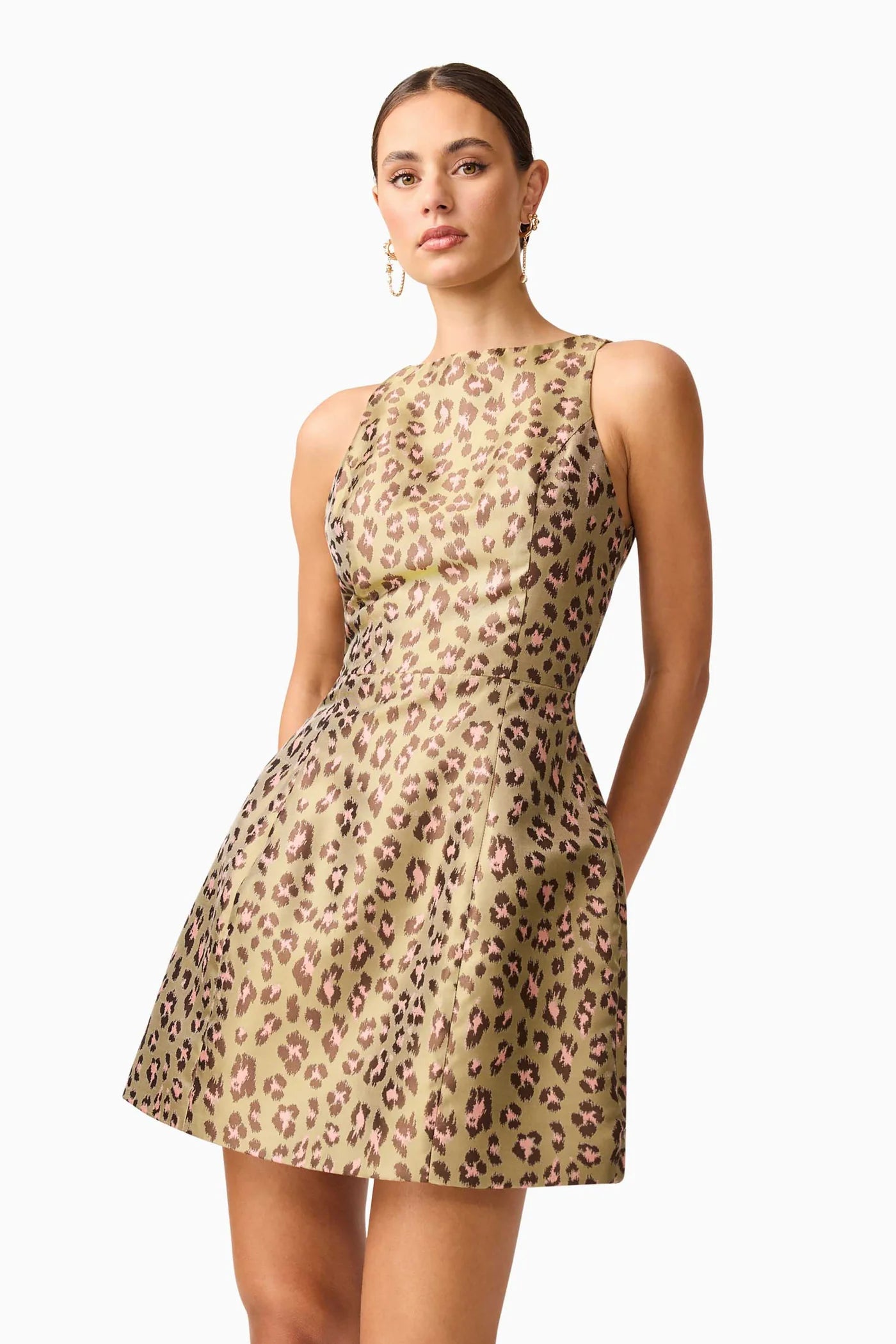 Elara Tulip Mini Dress in Leopard