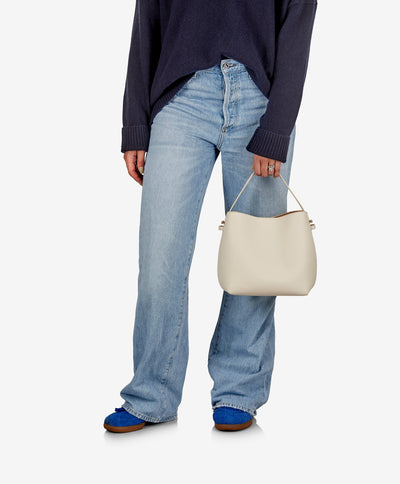 Selena Bucket Bag in Ivory European Calfskin Leather
