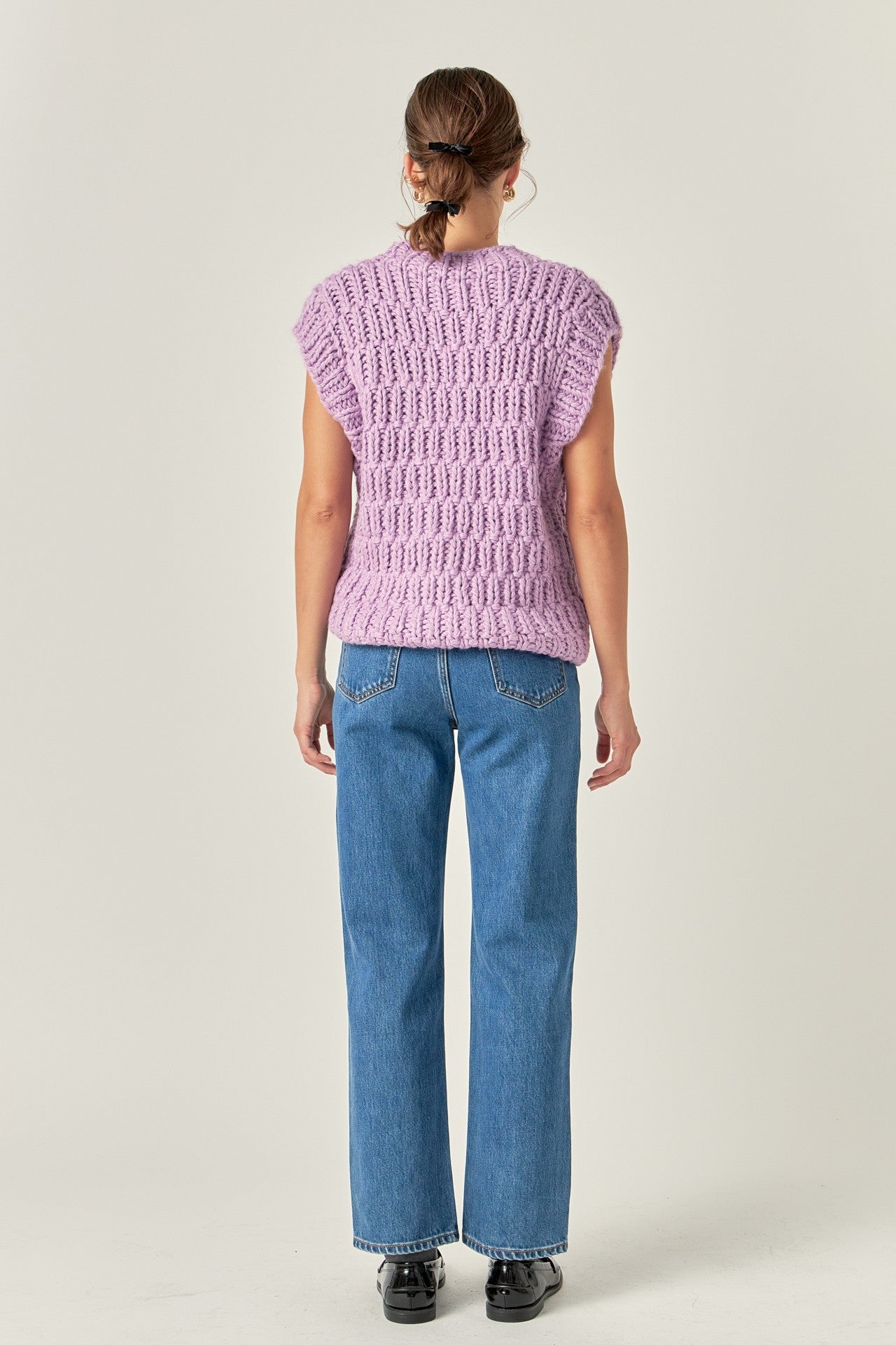 Chunky Knit Sweater Vest in Lilac