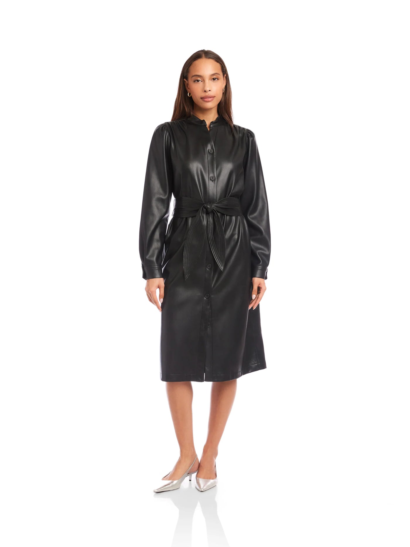 Jennifer Faux Leather Dress in Black