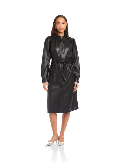 Jennifer Faux Leather Dress in Black