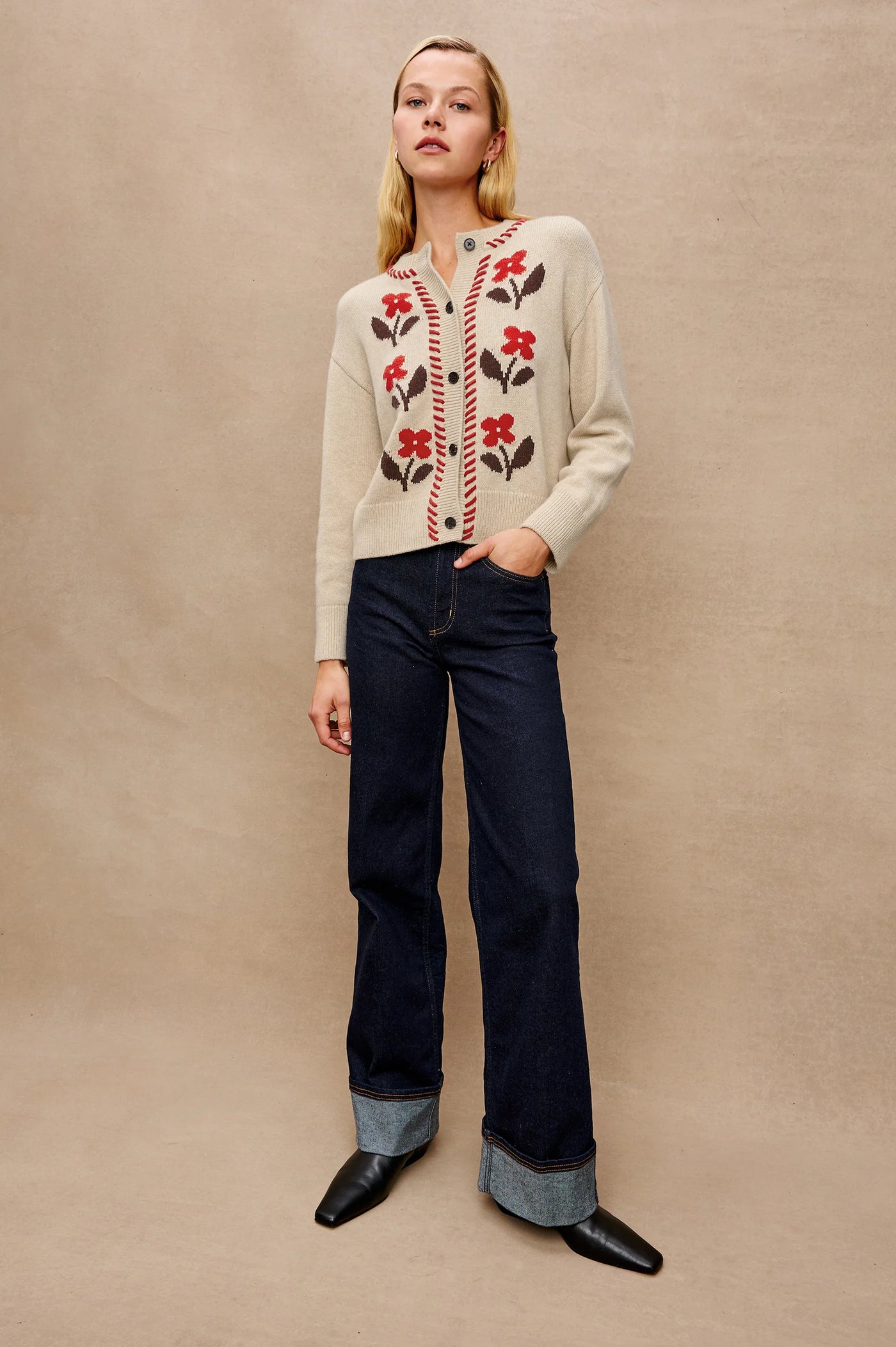 Mavie Cardigan in Carmine Floral