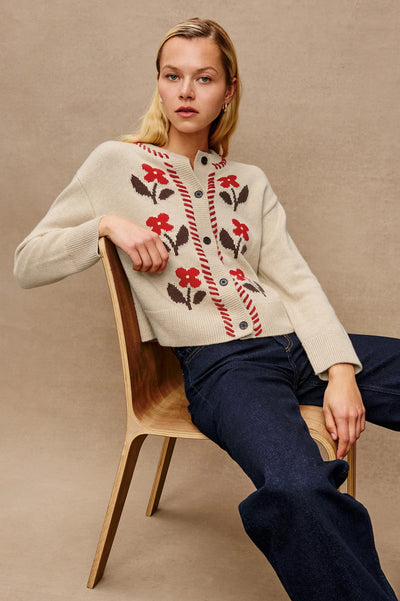 Mavie Cardigan in Carmine Floral