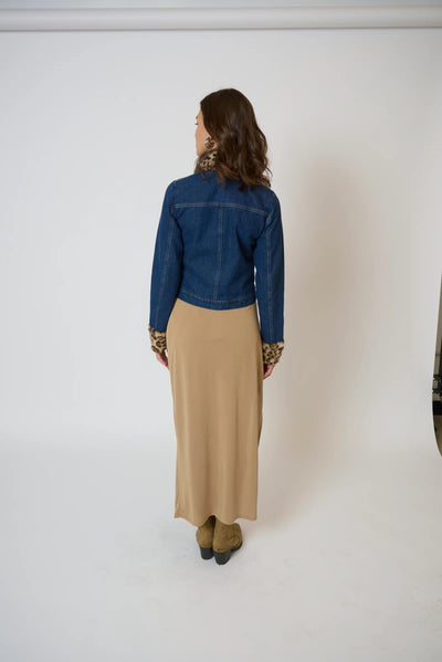 Gia Denim and Fur Jacket in Leopard