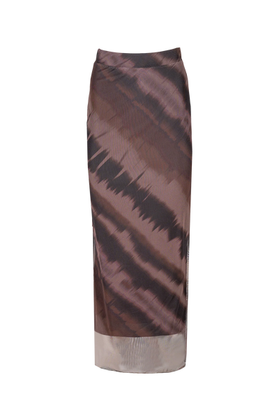 Mesh Midi Skirt in Brown Multi