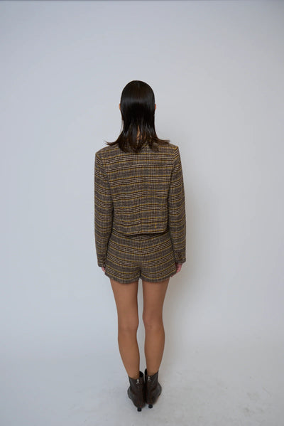 Billie Jewel Neck Jacket in Plaid