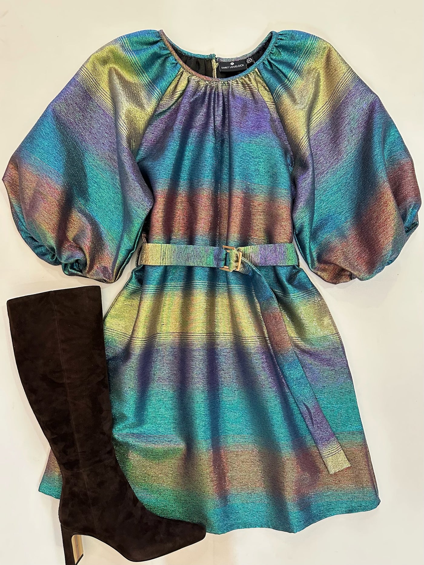 Morna Dress in Rainbow Metallic