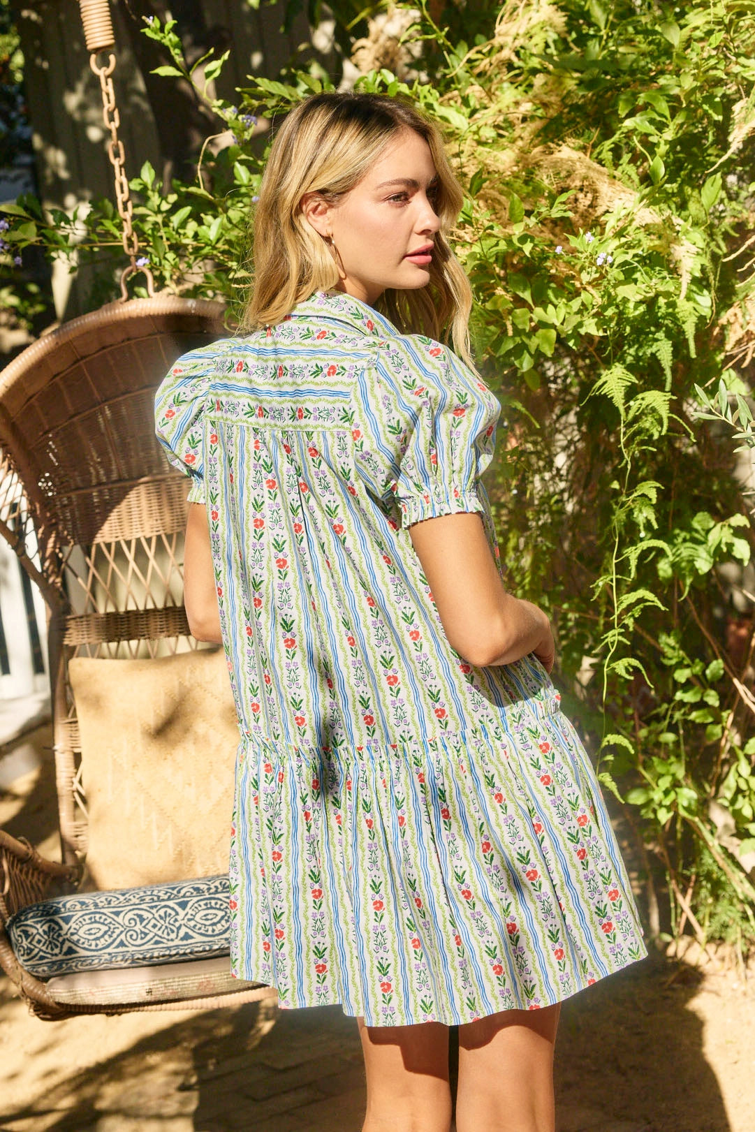 Lucia Button Down Mini Dress in Multi Floral