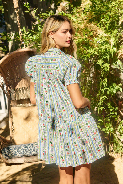 Lucia Button Down Mini Dress in Multi Floral