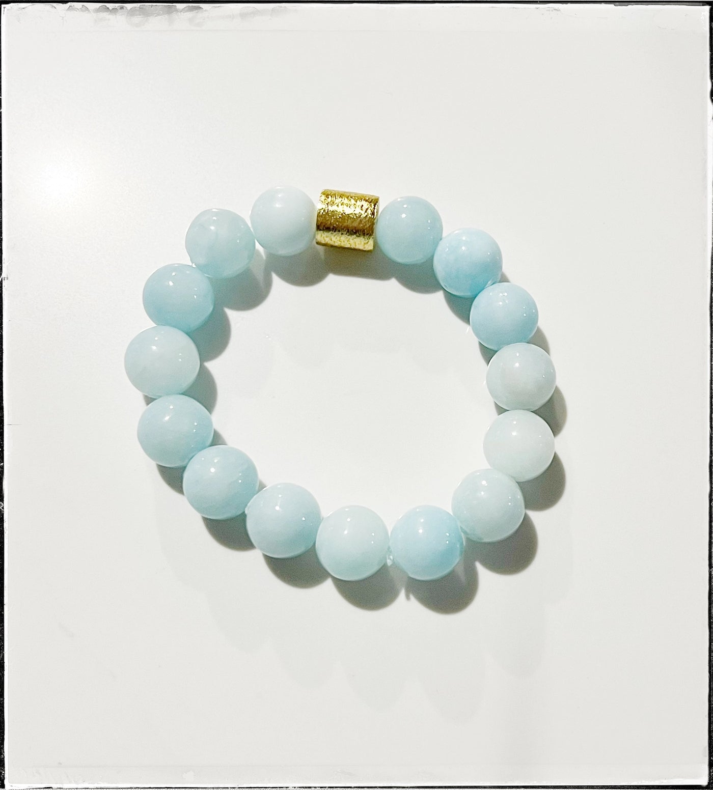 Gemstone Beaded Stretch Bracelet in Light Blue Jade