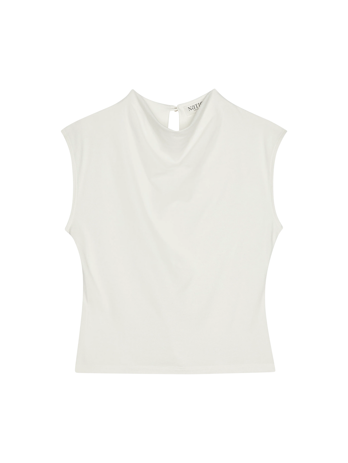 Lulu Mock Neck Top in Porcelain