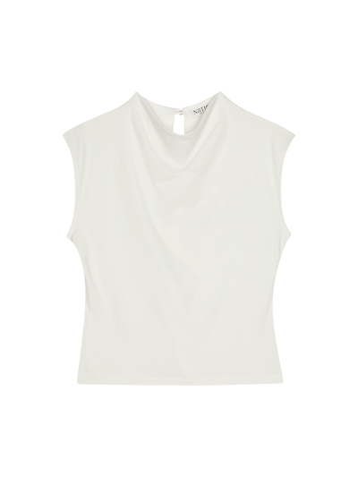 Lulu Mock Neck Top in Porcelain