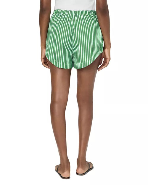 Alexis Rounded Drawstring Shorts in Green/Summer White