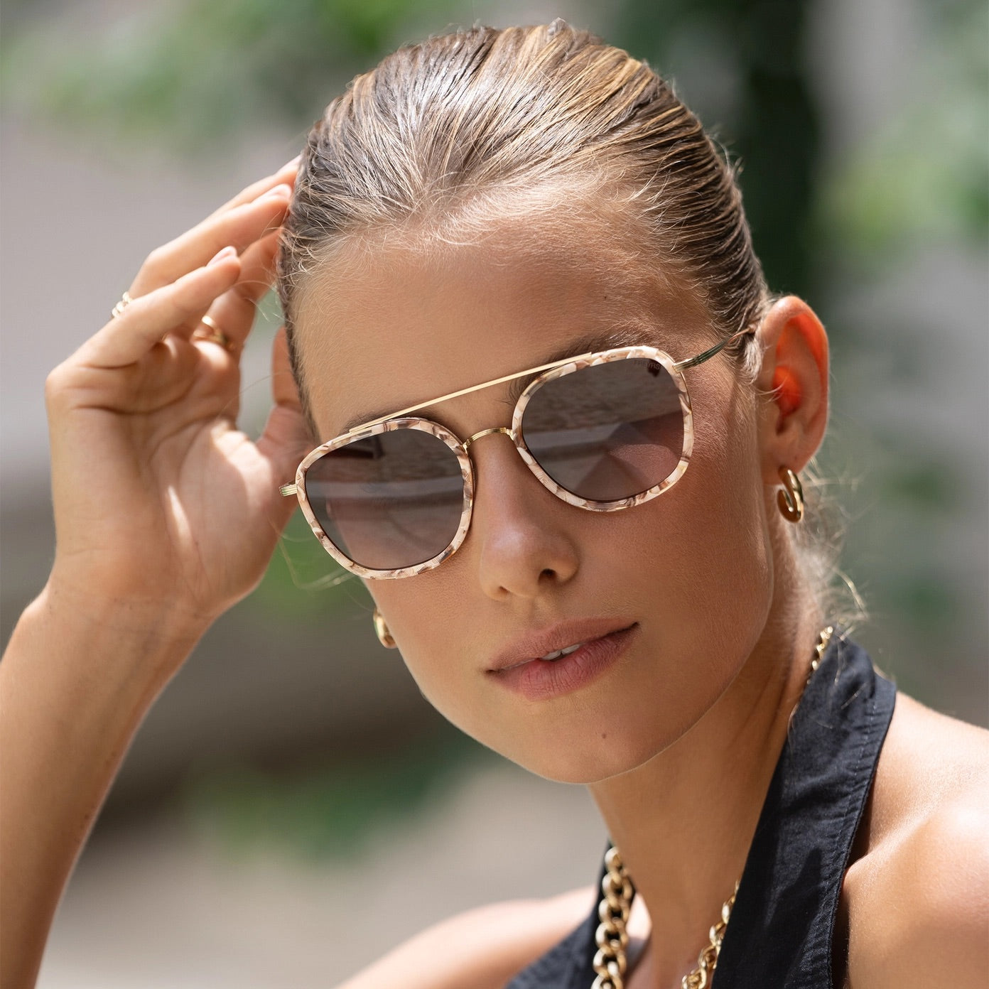 Weston Sunglasses in Pink Pearl/Brown