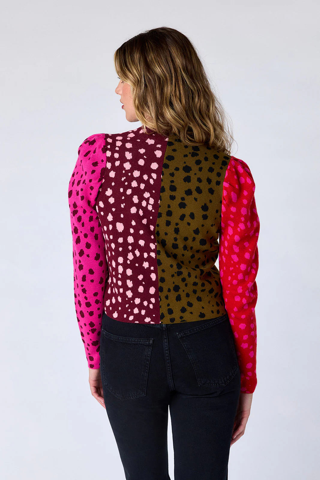 Jovie Cardigan in Spotted Colorblock