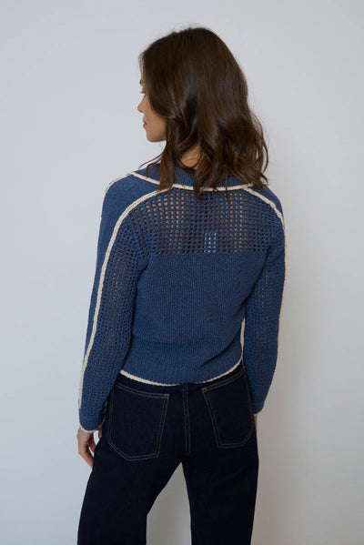 Carla Mesh Yoke Polo in Navy Combo