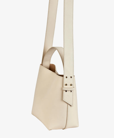 Selena Bucket Bag in Ivory European Calfskin Leather