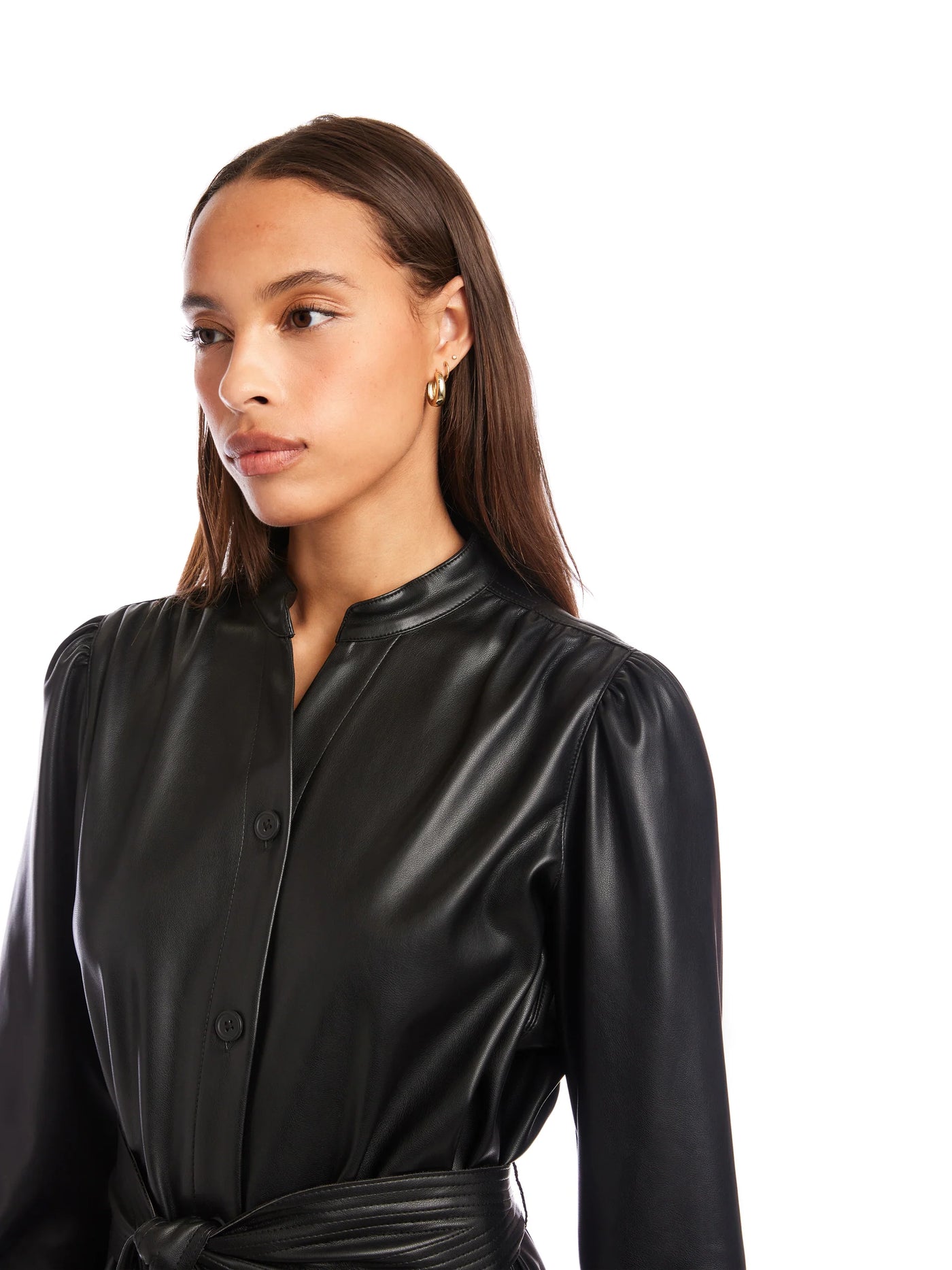 Jennifer Faux Leather Dress in Black