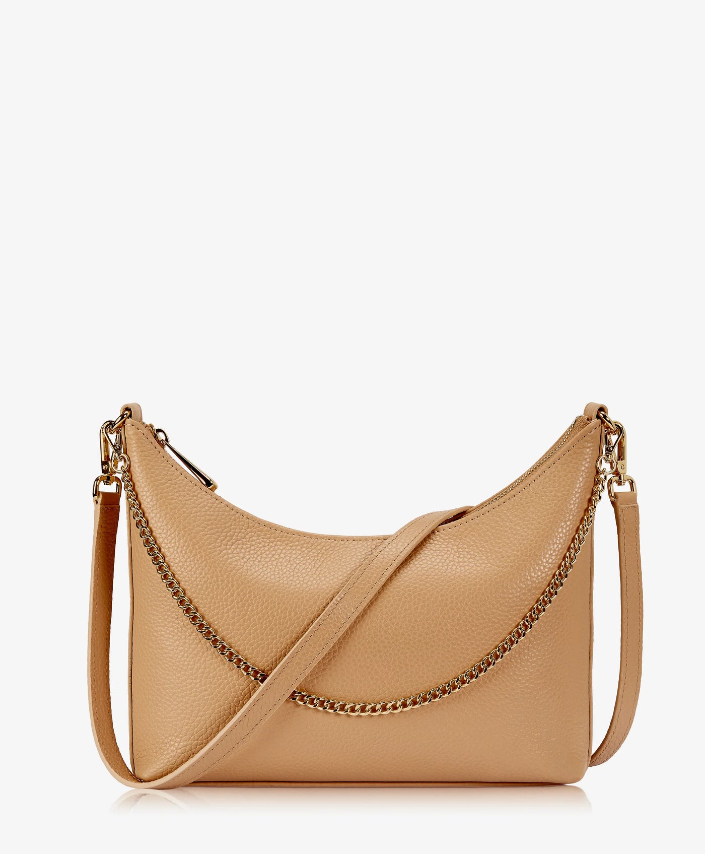 Jules Crossbody in Cappuccino Pebble Grain Leather