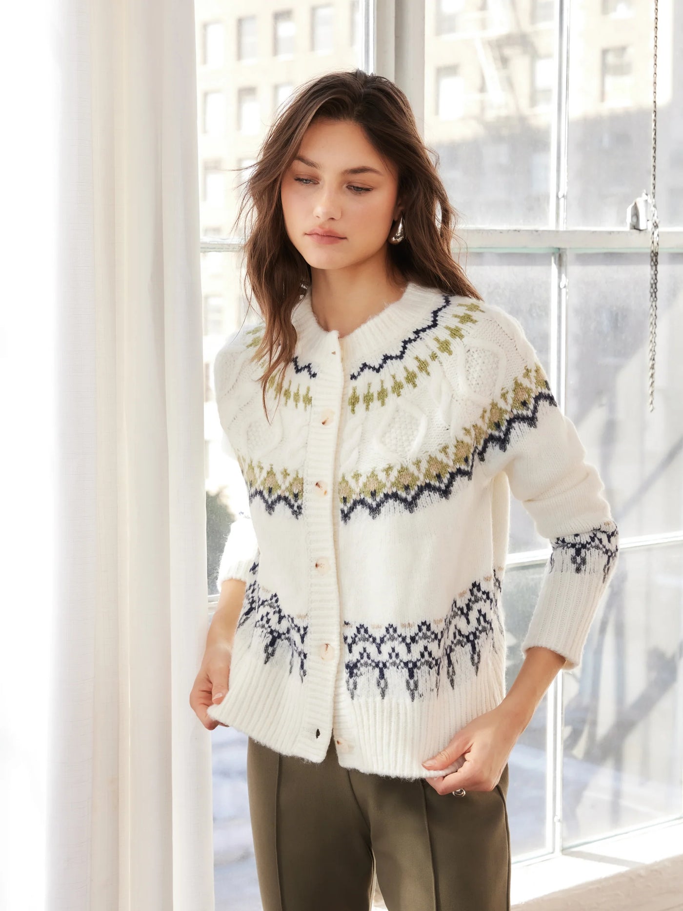 Astrid Fair Isle Cardigan in Multi