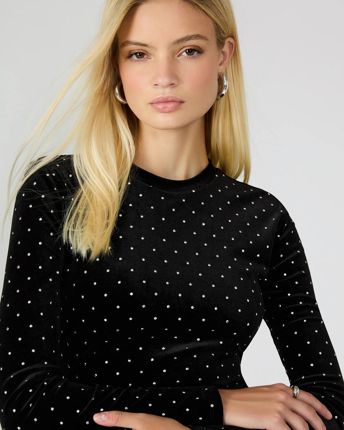 Hailee Studded Velvet Dress in Black