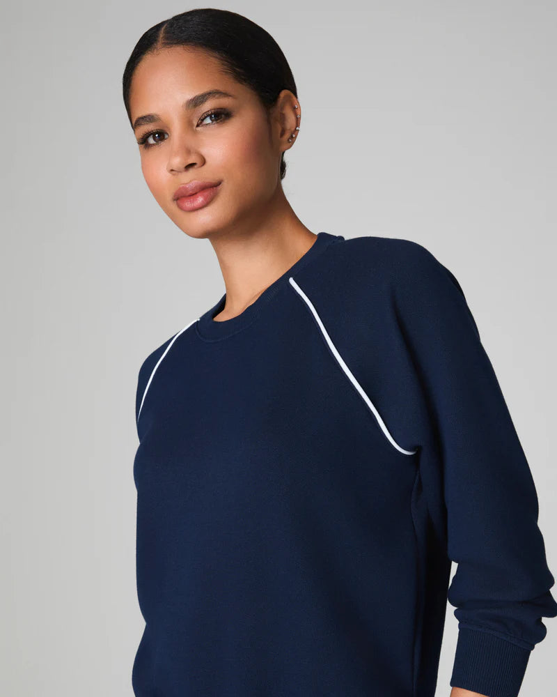 AirEssentials Pique Long Sleeve Crewneck Top in Timeless Navy