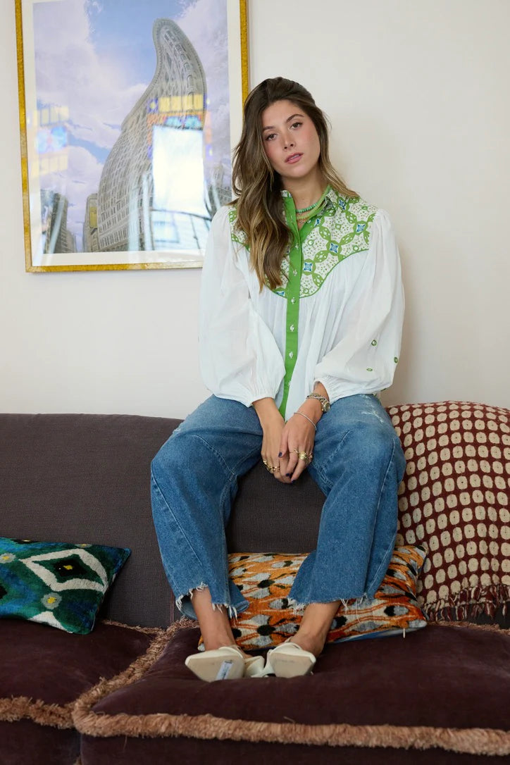 Western Blouse in Maria Green