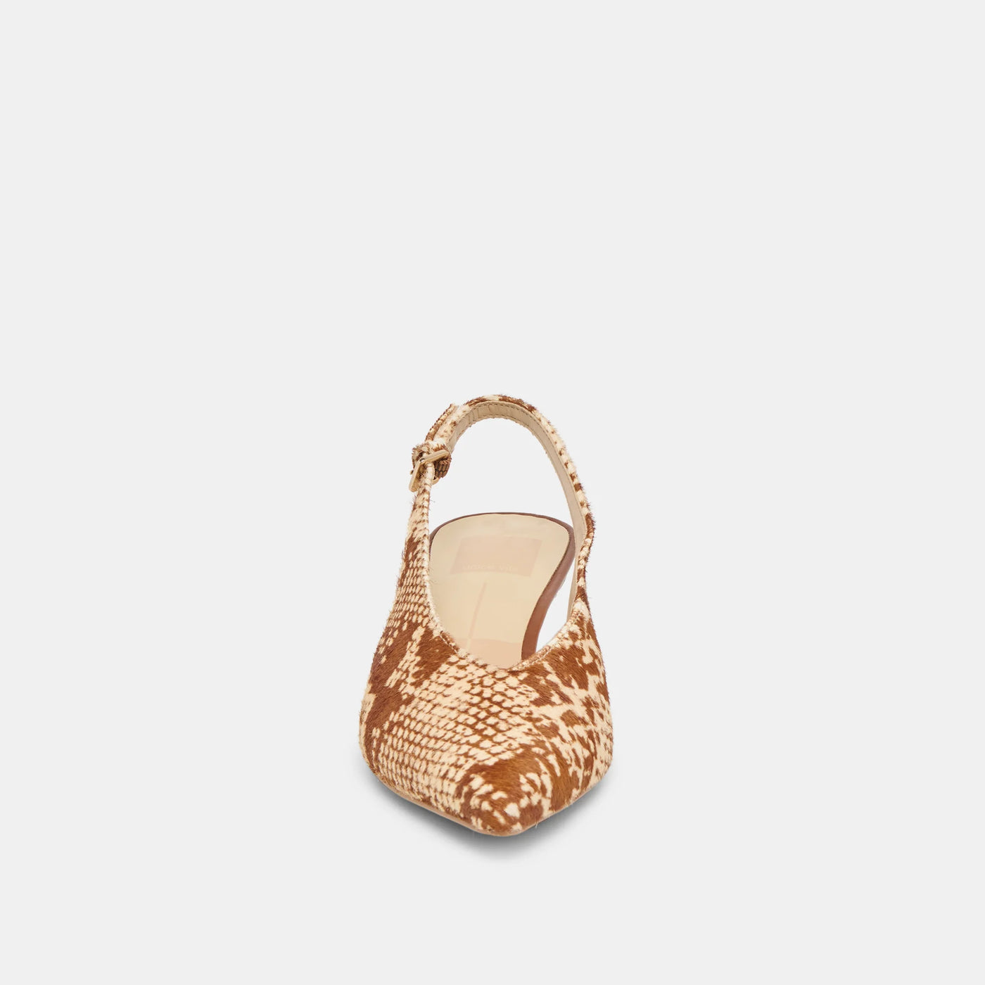 Alenna Heels in Brown Snake Calf Hair