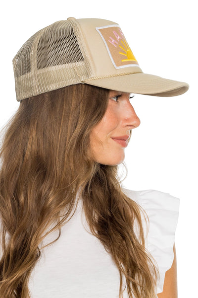 Happy Sun Trucker Hat in Tan