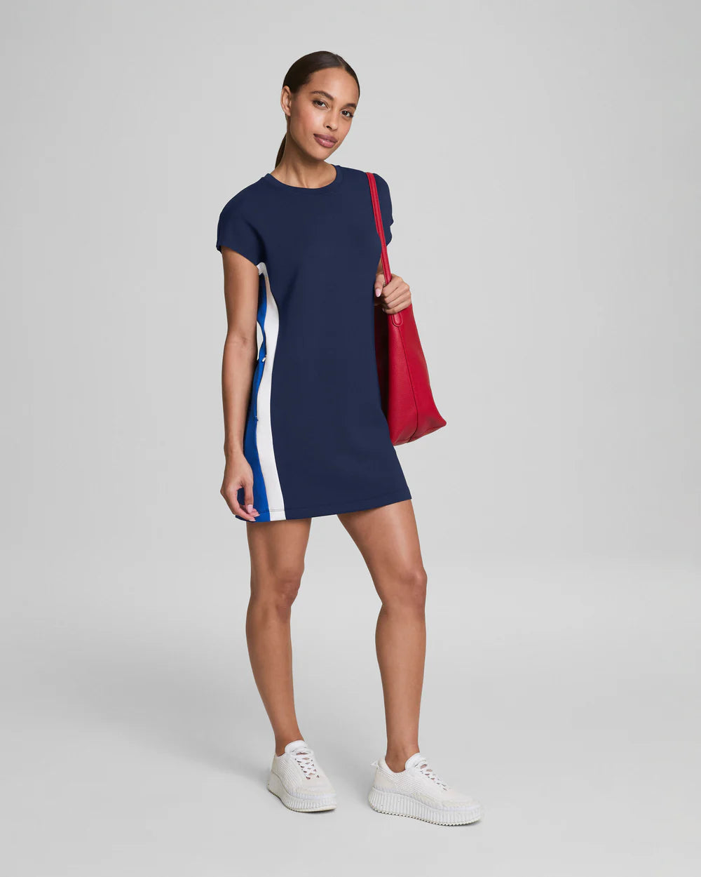 AirEssentials Colorblock Mini T-Shirt Dress in Timeless Navy/Powder/Cerulean