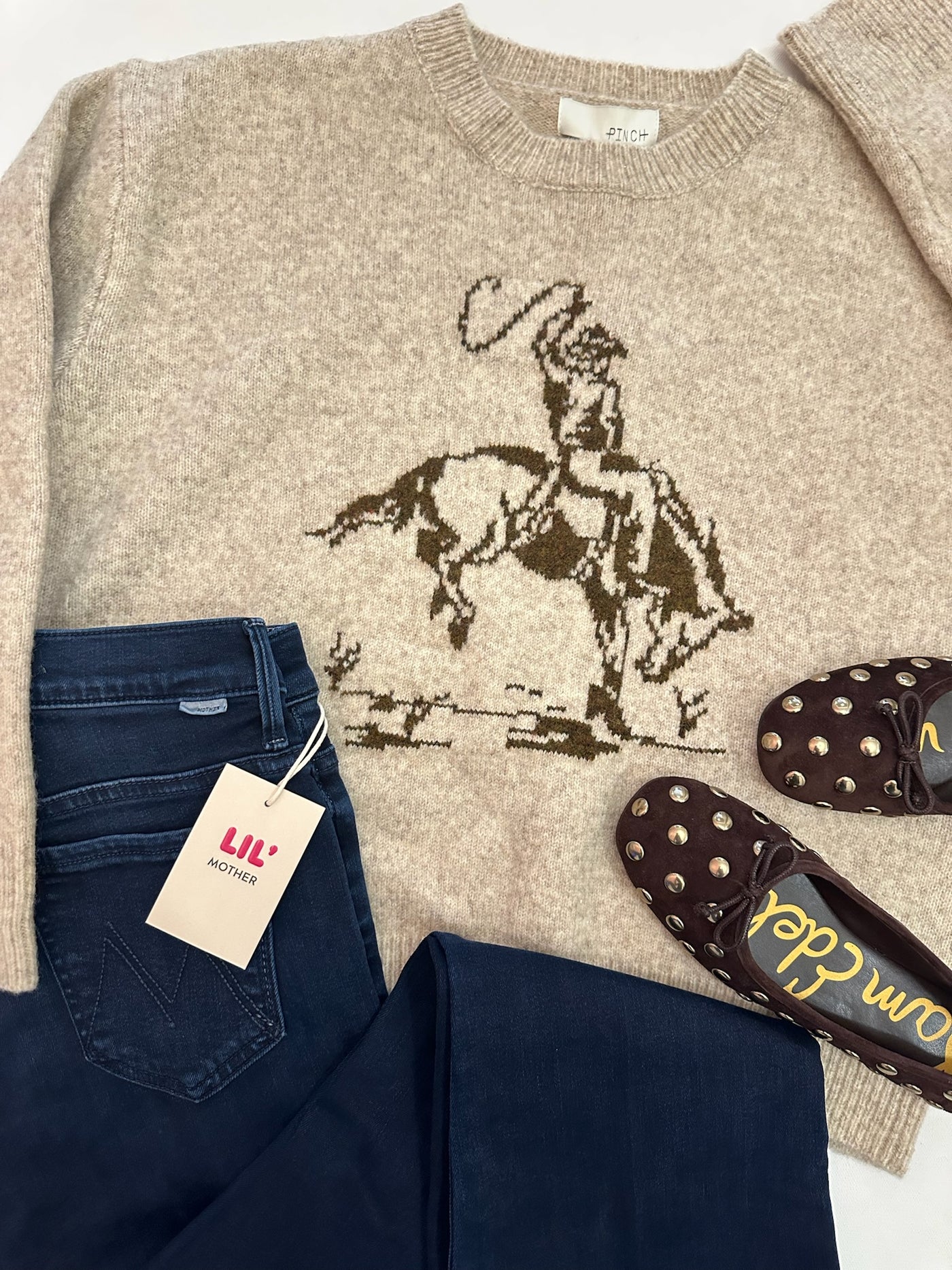 Cowboy Crew Sweater in Oatmeal