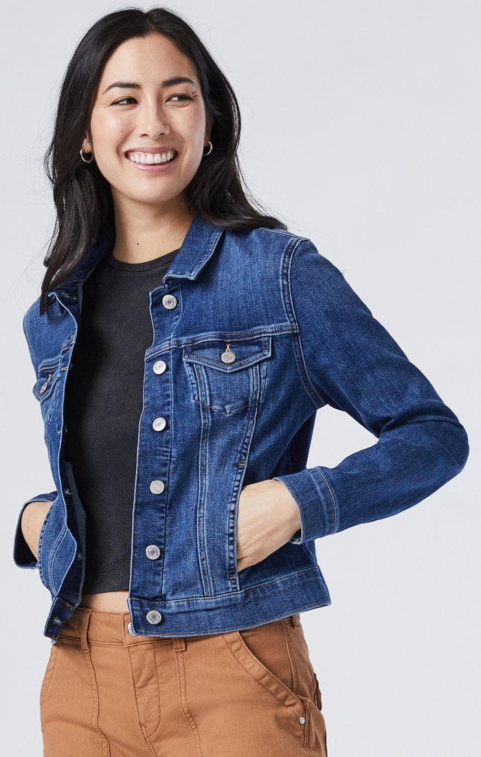 Samantha Denim Jacket in Mid Brushed Feather Blue