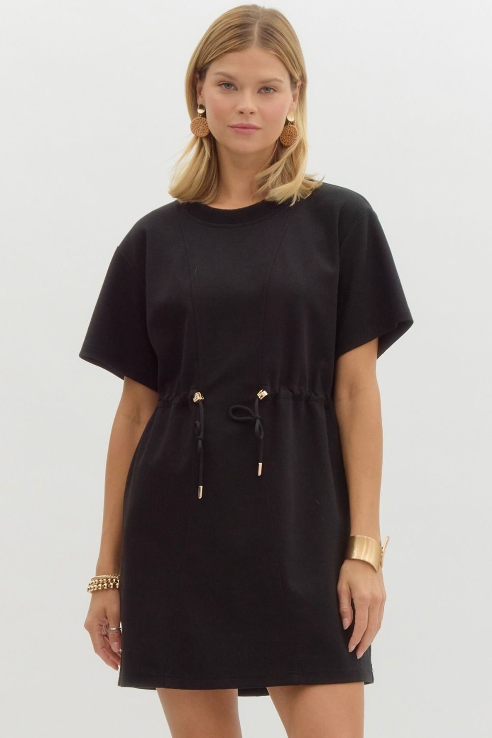 On The Go T-Shirt Dress in Black