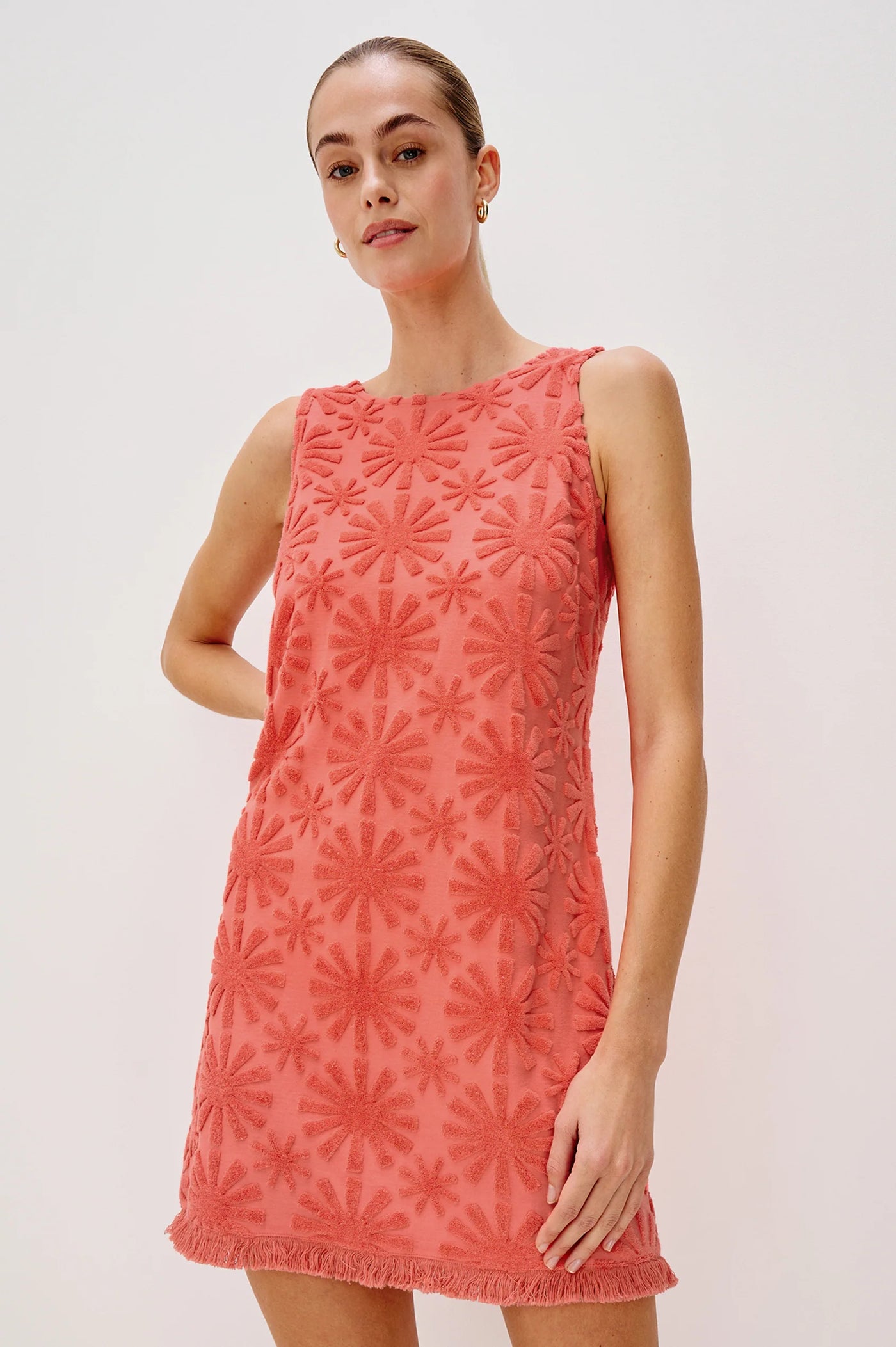 Ginger Dress in Red Sunburst Jacquard