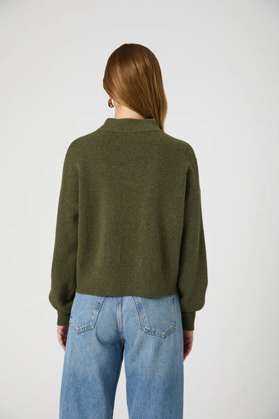 Vhari Crew Neck Jumper in Olive Night