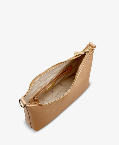 Jules Crossbody in Cappuccino Pebble Grain Leather