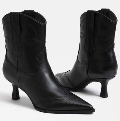 Yolanda Western Heel Bootie in Black