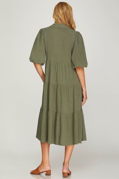 Candan Midi Dress in Olive