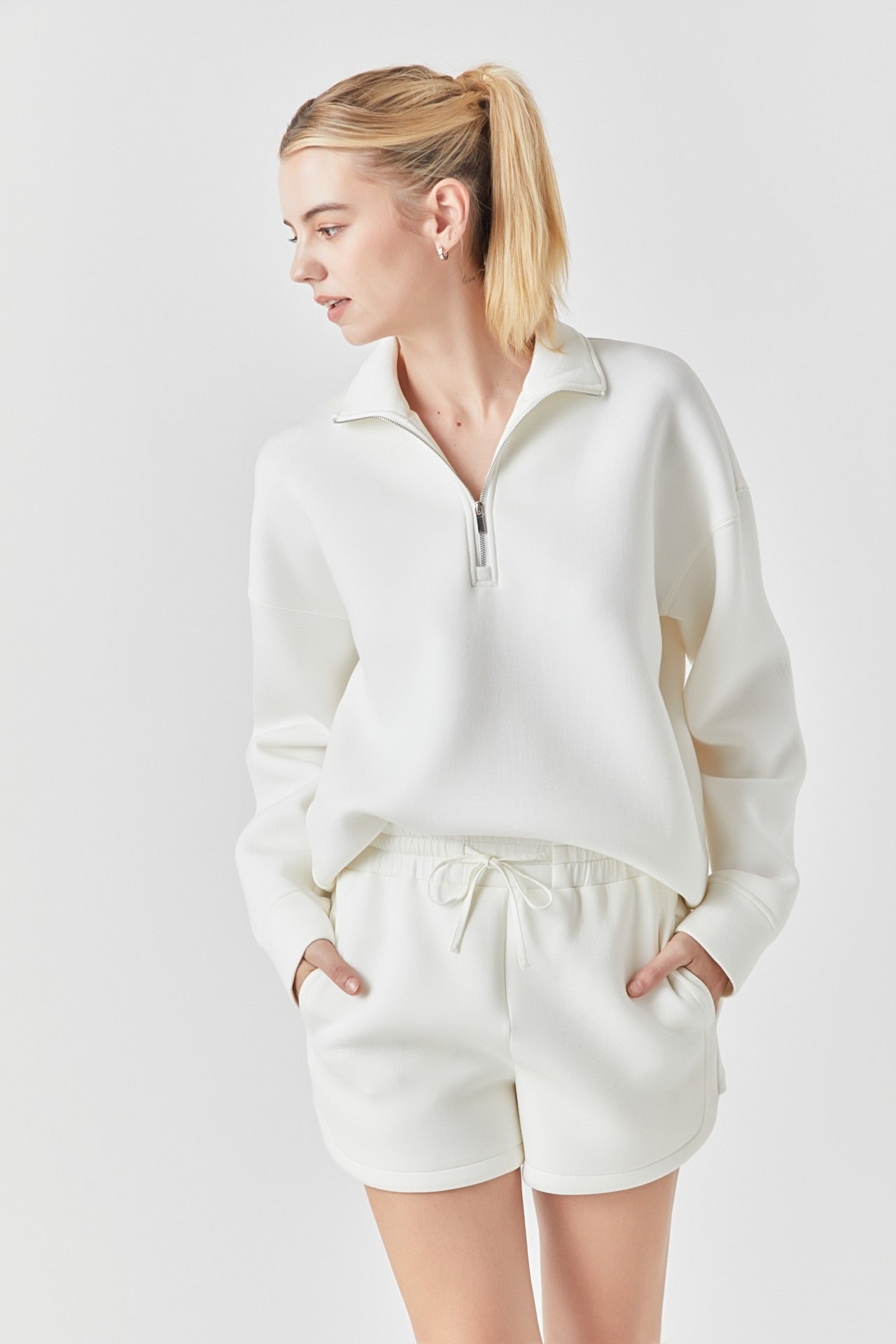 Scuba Half Zip in Off White