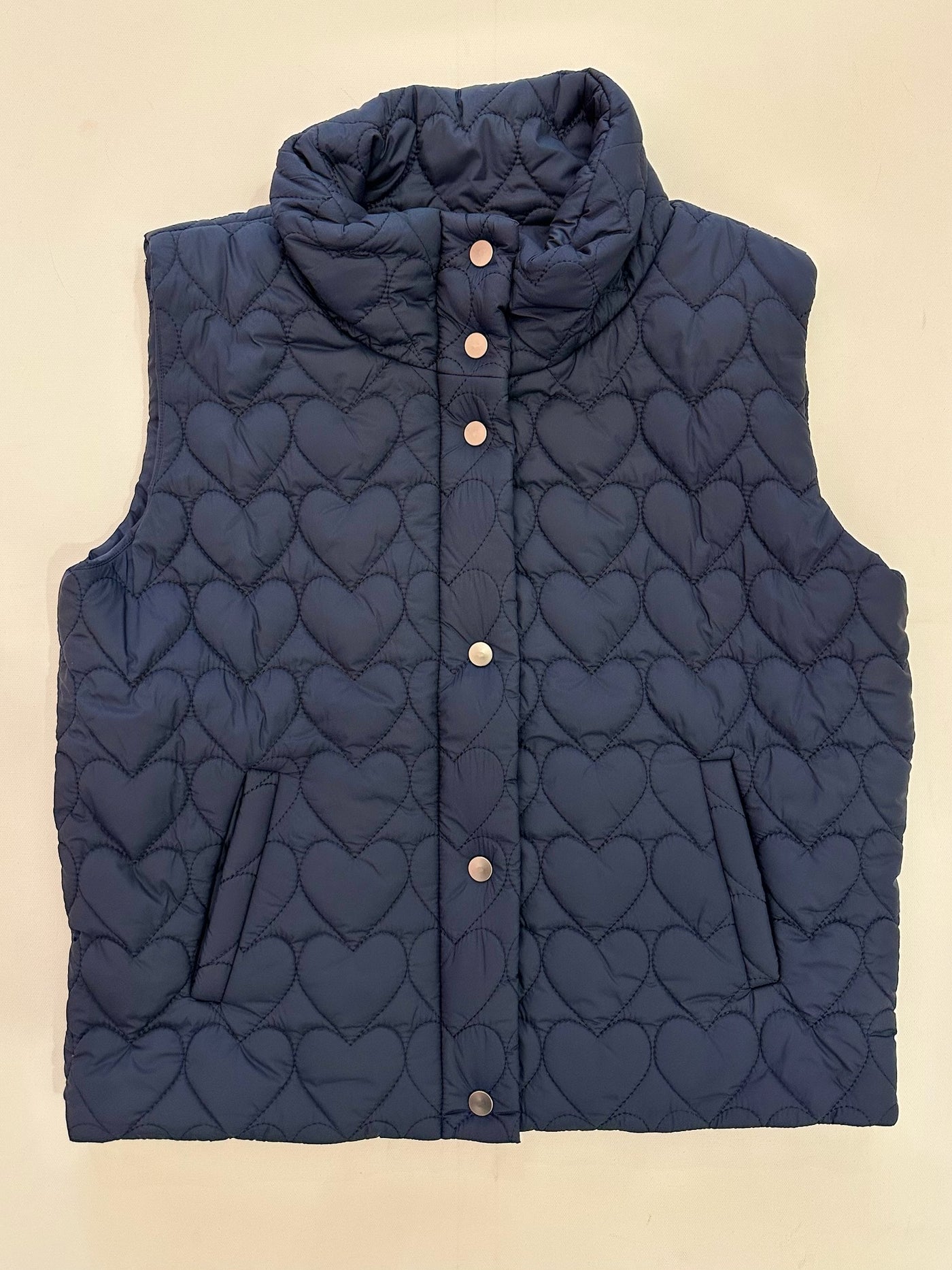 Heart Puffer Vest in Navy