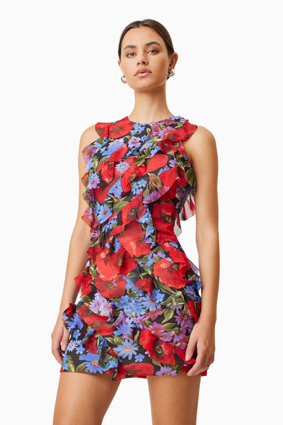 Thea Mini Party Printed Dress In Red