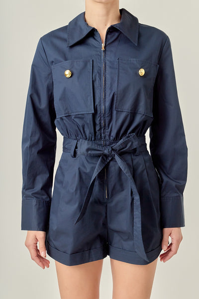 Big Pocket Romper in Navy