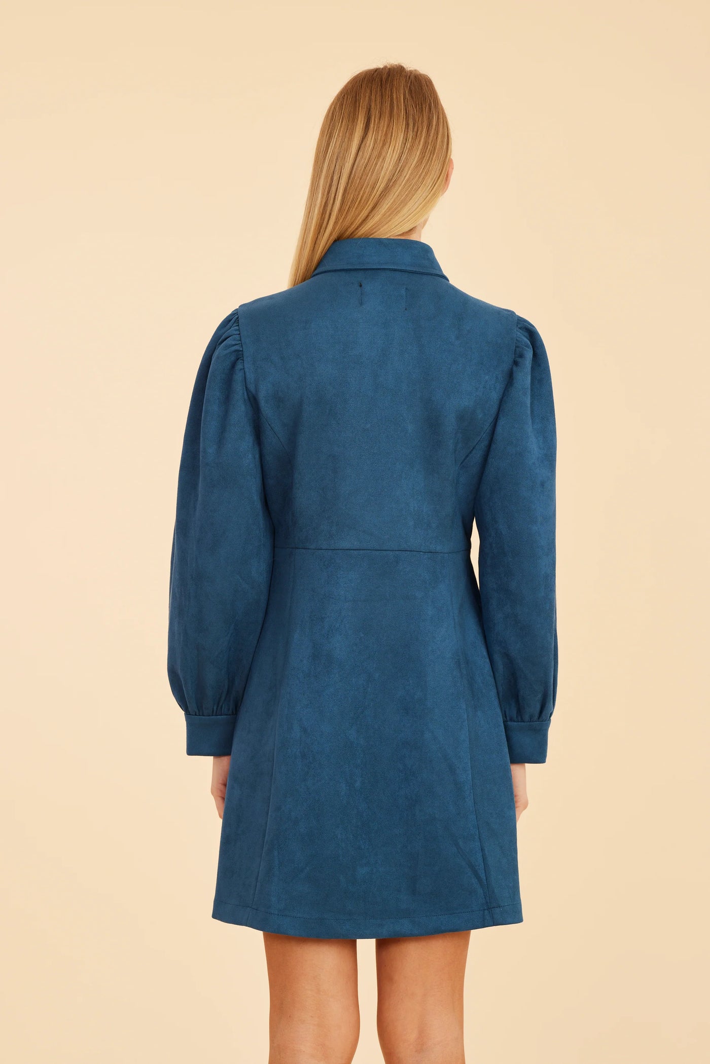 Faux Suede Dress in Steel Blue