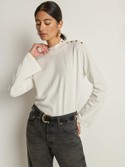 Neda Long Sleeve Top in Porcelain